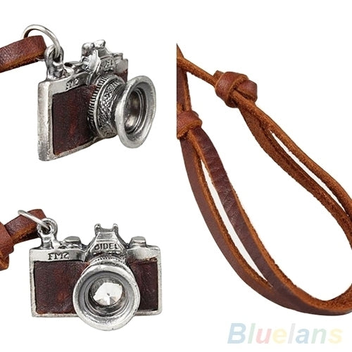 Cool Unisex Rock Punk Camera Charm Pendant Faux Leather Necklace Birthday Gift Image 9