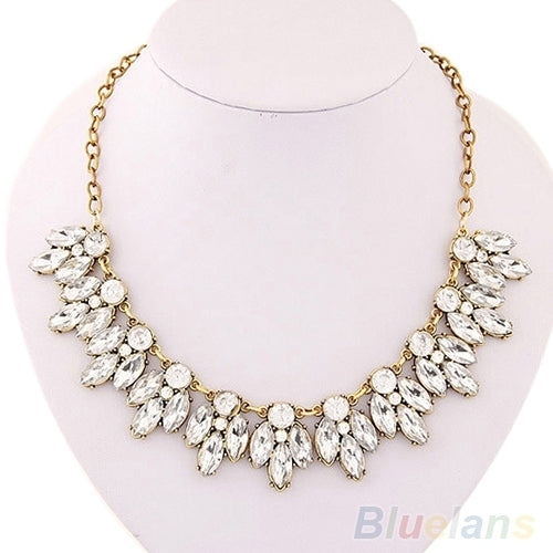 Luxury Women Shiny Rhinestone Inlaid Pendant Bib Necklace Chain Party Jewelry Image 1