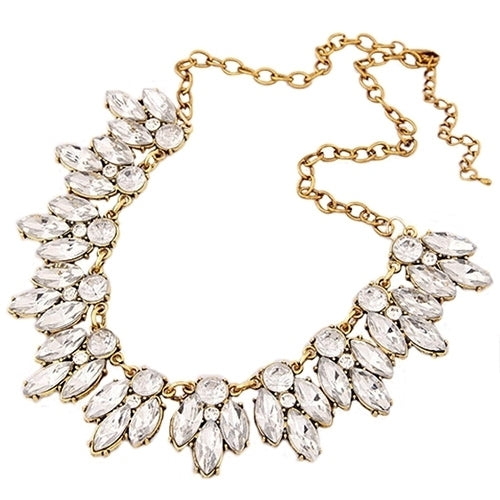 Luxury Women Shiny Rhinestone Inlaid Pendant Bib Necklace Chain Party Jewelry Image 3