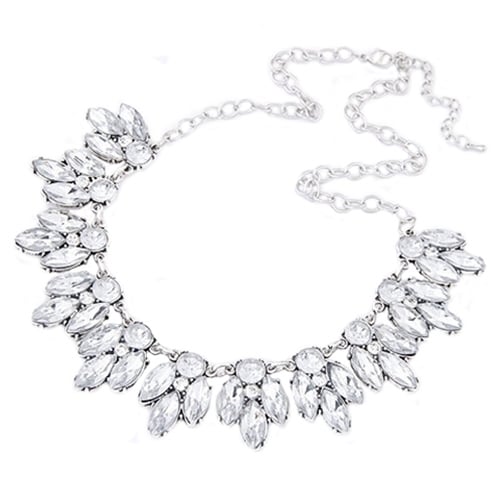 Luxury Women Shiny Rhinestone Inlaid Pendant Bib Necklace Chain Party Jewelry Image 4