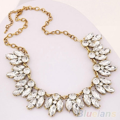 Luxury Women Shiny Rhinestone Inlaid Pendant Bib Necklace Chain Party Jewelry Image 4