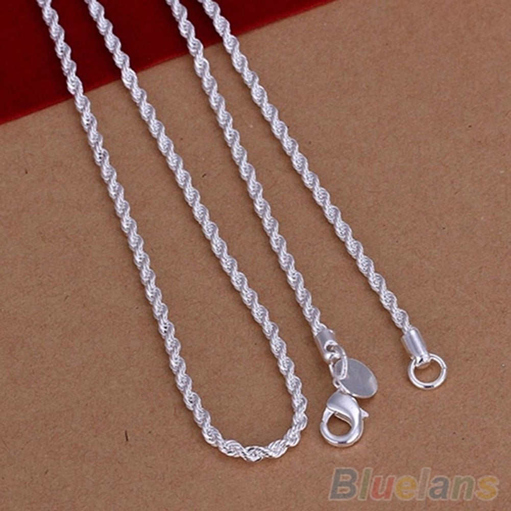 16/18/20/22/24 inch Women Silver Plated 2mm Twisted Necklace Chain No Pendant Image 2