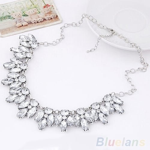 Luxury Women Shiny Rhinestone Inlaid Pendant Bib Necklace Chain Party Jewelry Image 6