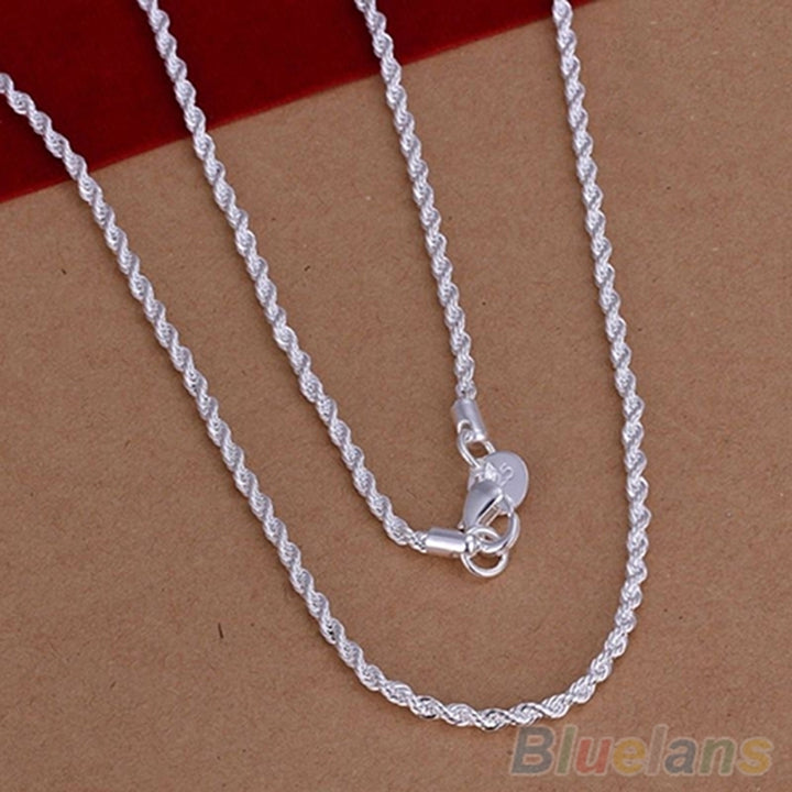 16/18/20/22/24 inch Women Silver Plated 2mm Twisted Necklace Chain No Pendant Image 3