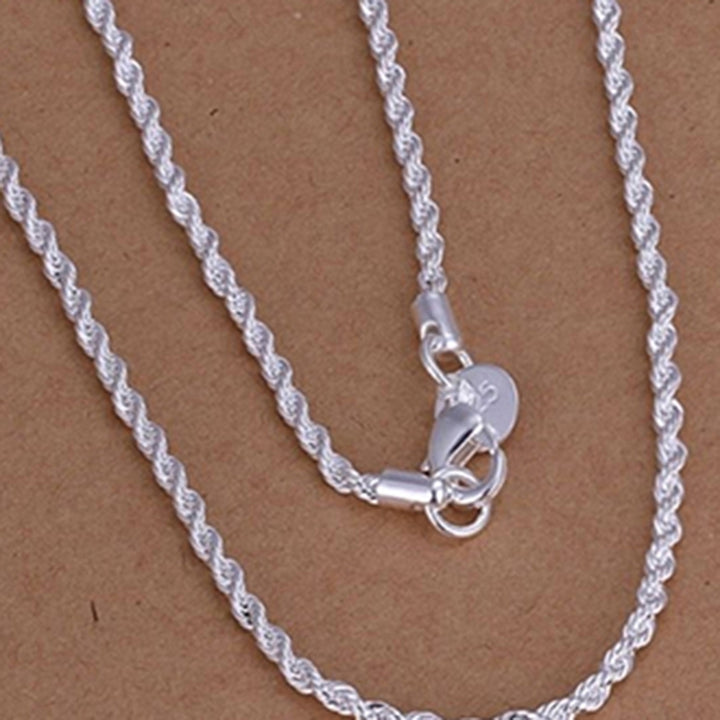 16/18/20/22/24 inch Women Silver Plated 2mm Twisted Necklace Chain No Pendant Image 4