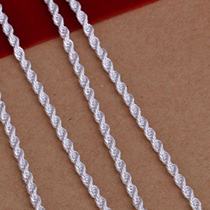 16/18/20/22/24 inch Women Silver Plated 2mm Twisted Necklace Chain No Pendant Image 4