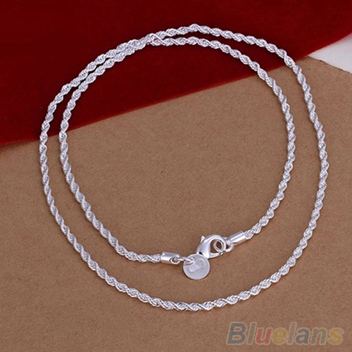 16/18/20/22/24 inch Women Silver Plated 2mm Twisted Necklace Chain No Pendant Image 7