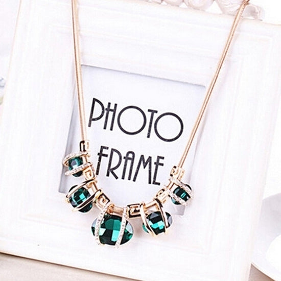 Fashion Women Crystal Pendant Golden Chain Choker Beauty Statement Bib Necklace Image 11