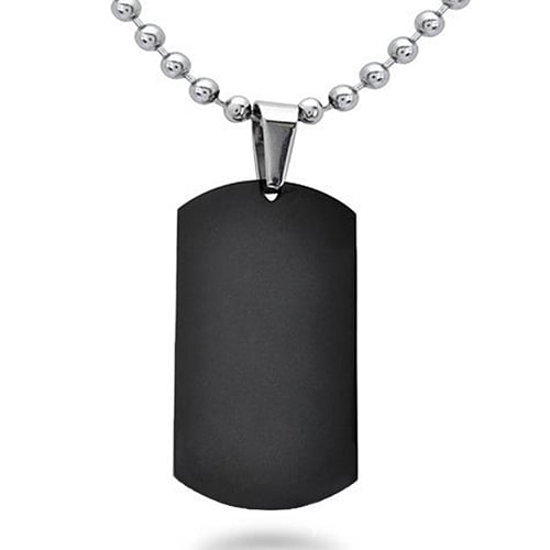 Mens Womens Punk Fashion 316L Stainless Steel Polished Rectangular Dog Tag Necklace Image 4