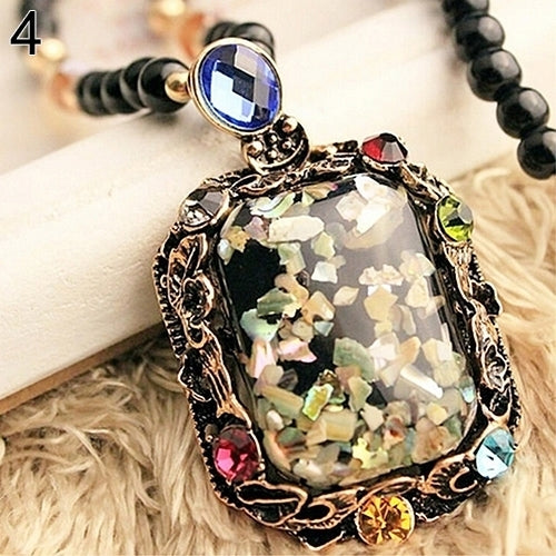 Colorful Shell Faux Opal Statement Bib Pendant Necklace Sweater Chain Gift Image 9