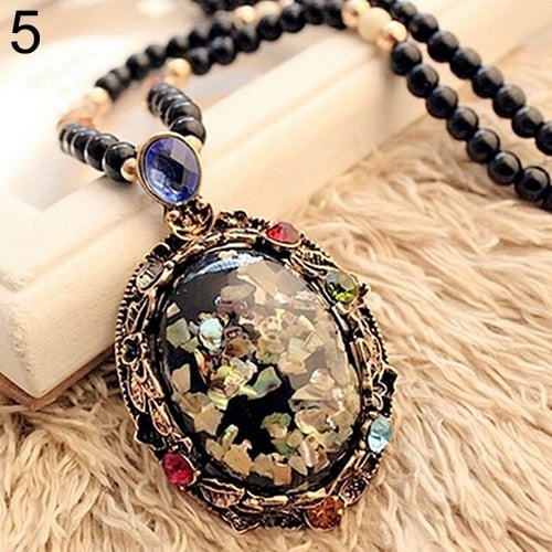 Colorful Shell Faux Opal Statement Bib Pendant Necklace Sweater Chain Gift Image 10