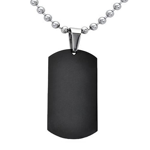 Mens Womens Punk Fashion 316L Stainless Steel Polished Rectangular Dog Tag Necklace Image 6