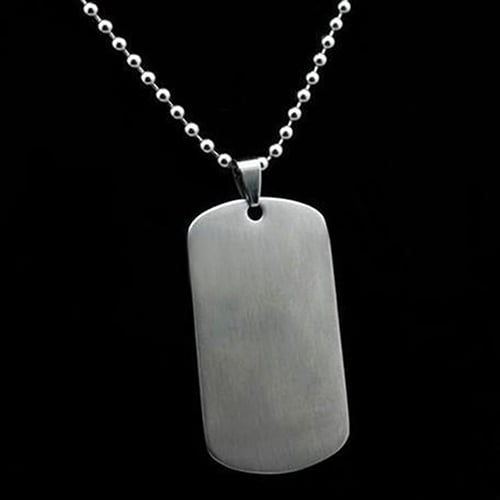 Mens Womens Punk Fashion 316L Stainless Steel Polished Rectangular Dog Tag Necklace Image 8