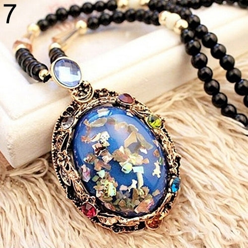 Colorful Shell Faux Opal Statement Bib Pendant Necklace Sweater Chain Gift Image 12