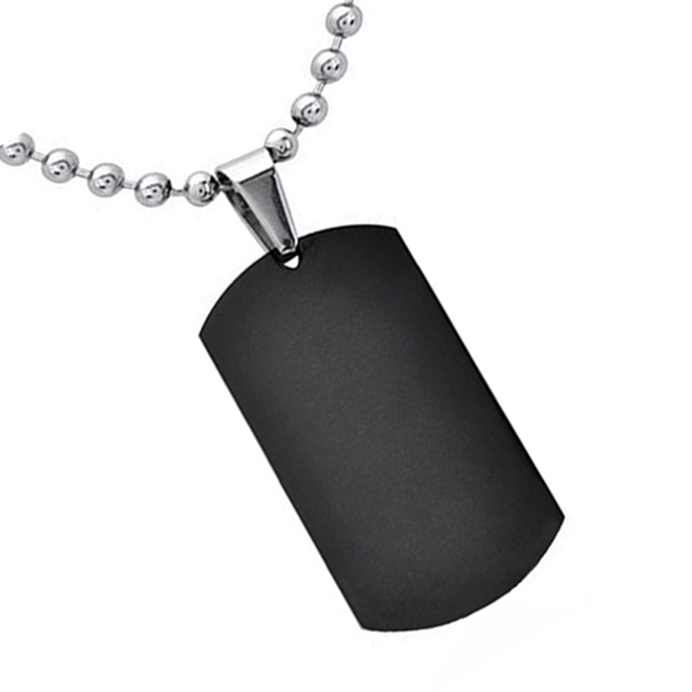 Mens Womens Punk Fashion 316L Stainless Steel Polished Rectangular Dog Tag Necklace Image 9