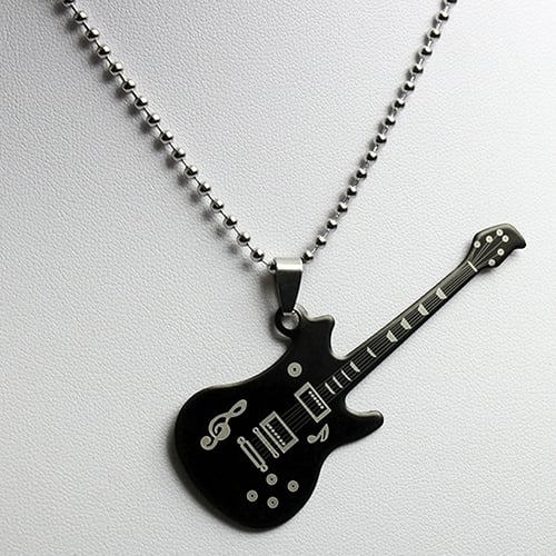 Mens Womens Unisex Guitar Pendant Beaded Chain Sweater Necklace Fashion Jewelry Image 10