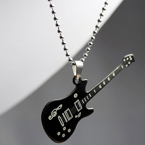 Mens Womens Unisex Guitar Pendant Beaded Chain Sweater Necklace Fashion Jewelry Image 11