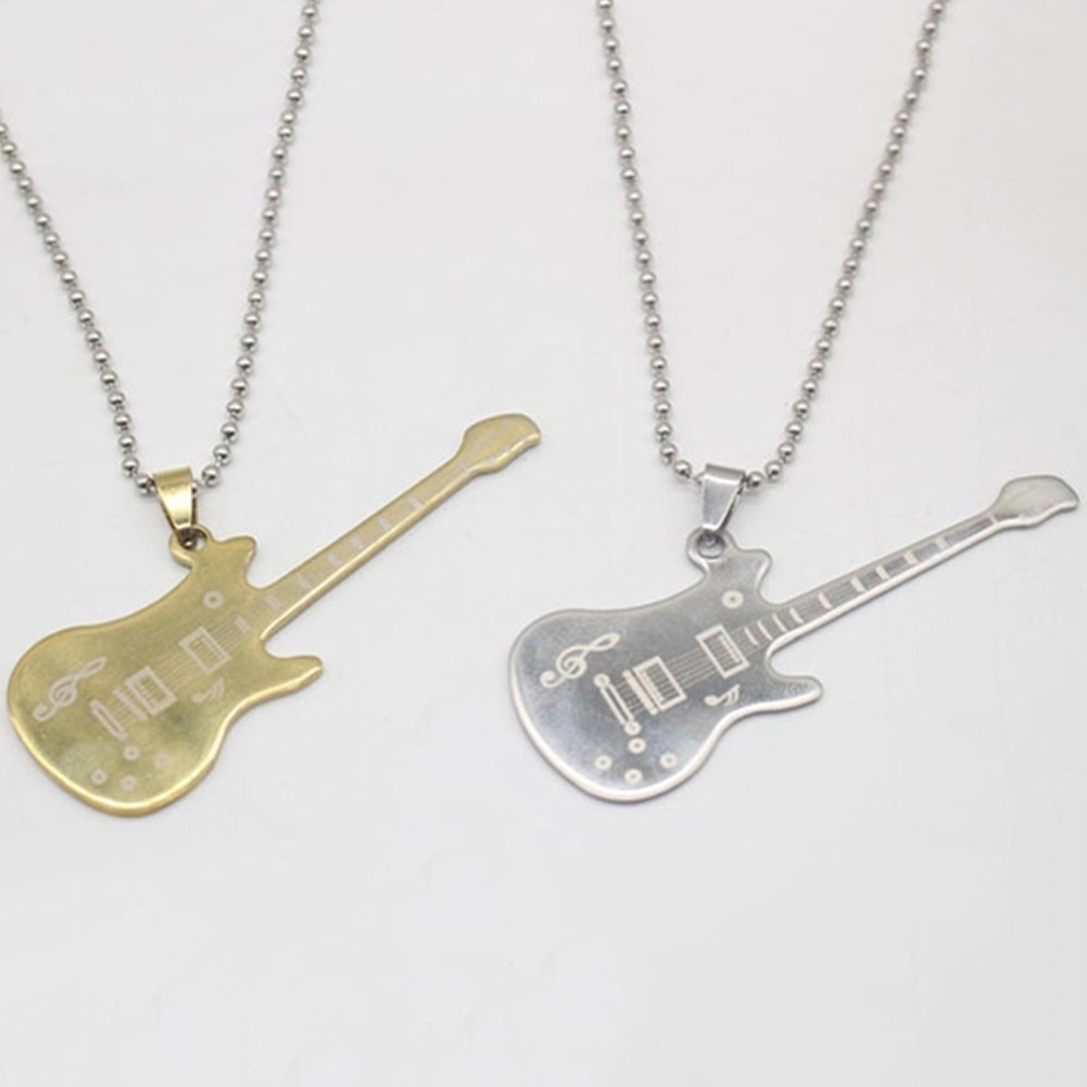 Mens Womens Unisex Guitar Pendant Beaded Chain Sweater Necklace Fashion Jewelry Image 12