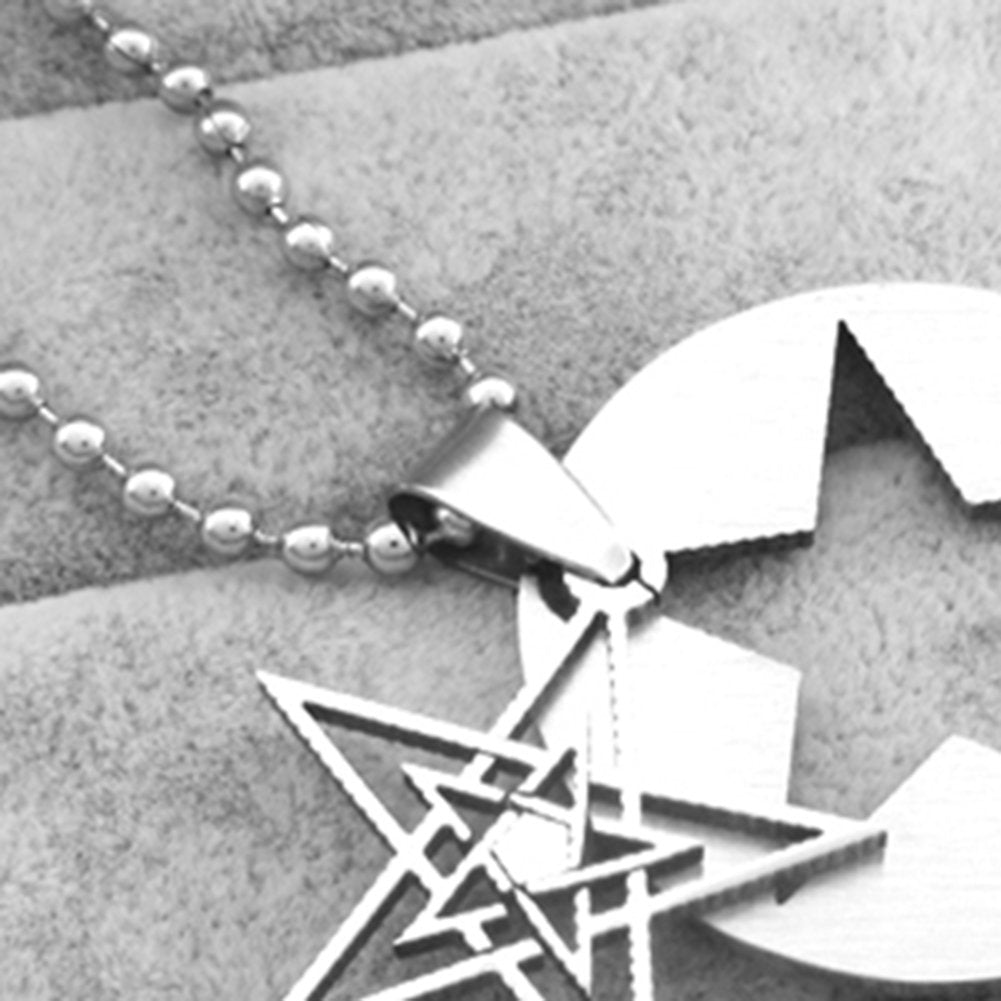 Men Women Fashion Hollow Double Layers Pentagram Pendant Beads Chain Necklace Image 4