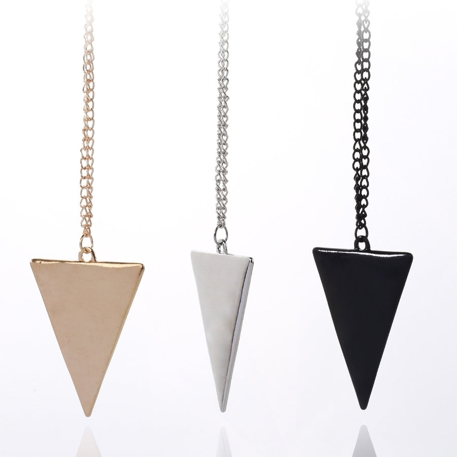 Women Fashion Punk Jewelry Triangle Pendant Long Chain Sweater Necklace Image 1