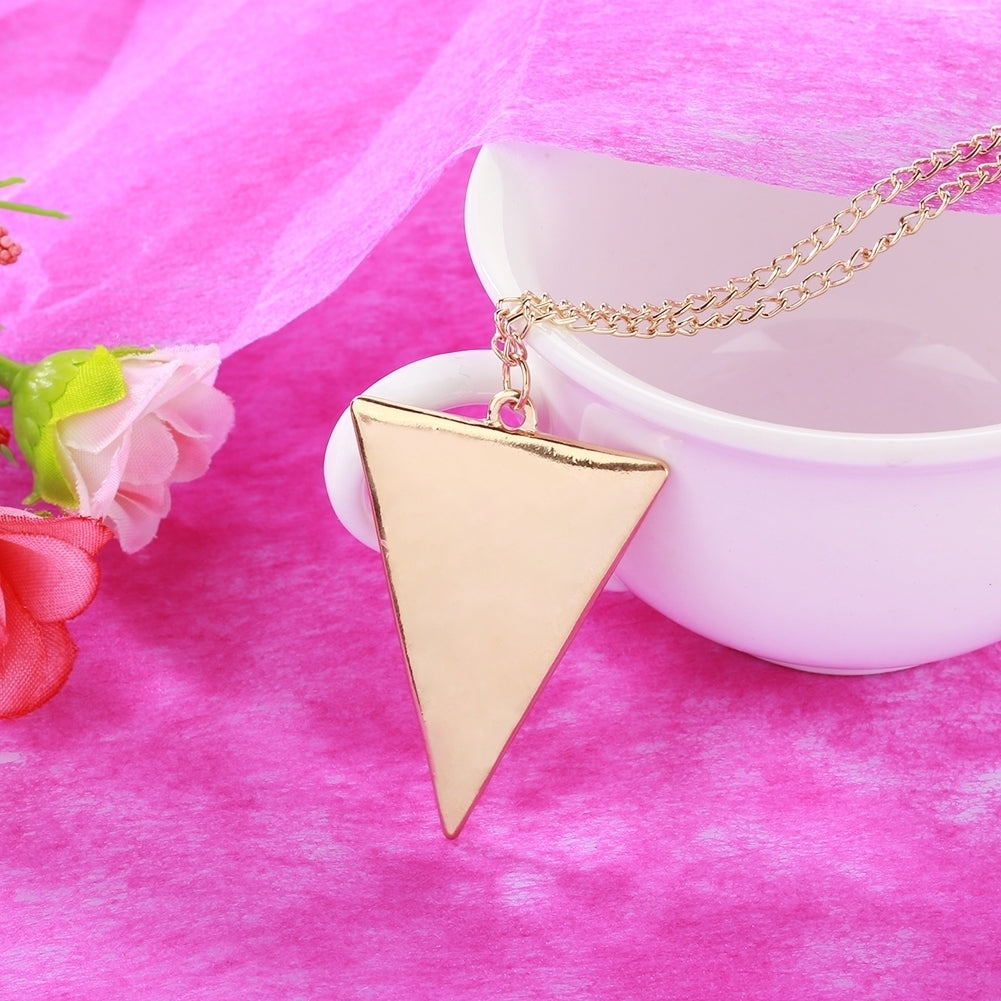 Women Fashion Punk Jewelry Triangle Pendant Long Chain Sweater Necklace Image 4