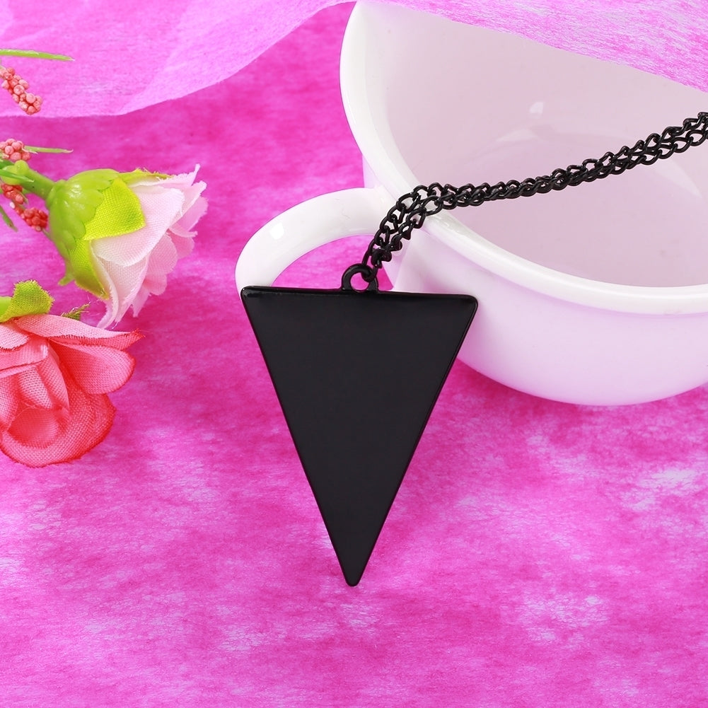 Women Fashion Punk Jewelry Triangle Pendant Long Chain Sweater Necklace Image 7