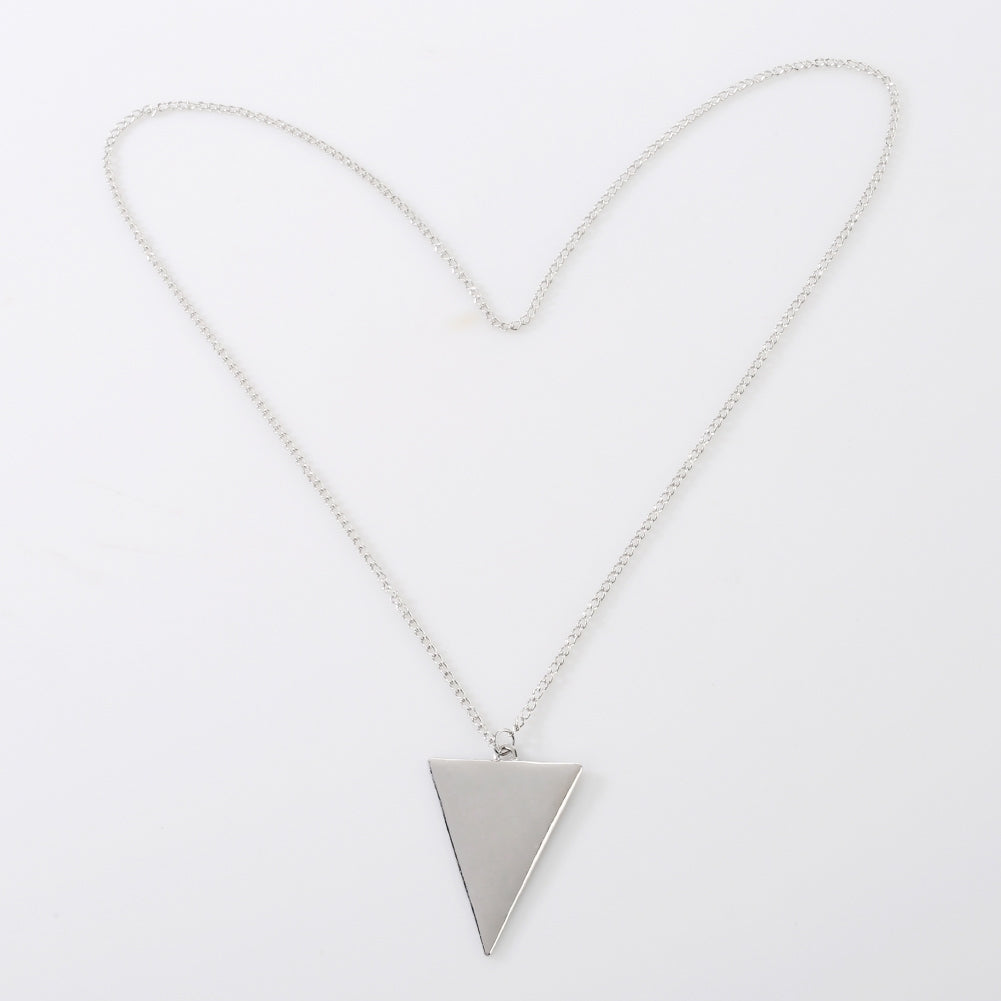 Women Fashion Punk Jewelry Triangle Pendant Long Chain Sweater Necklace Image 9