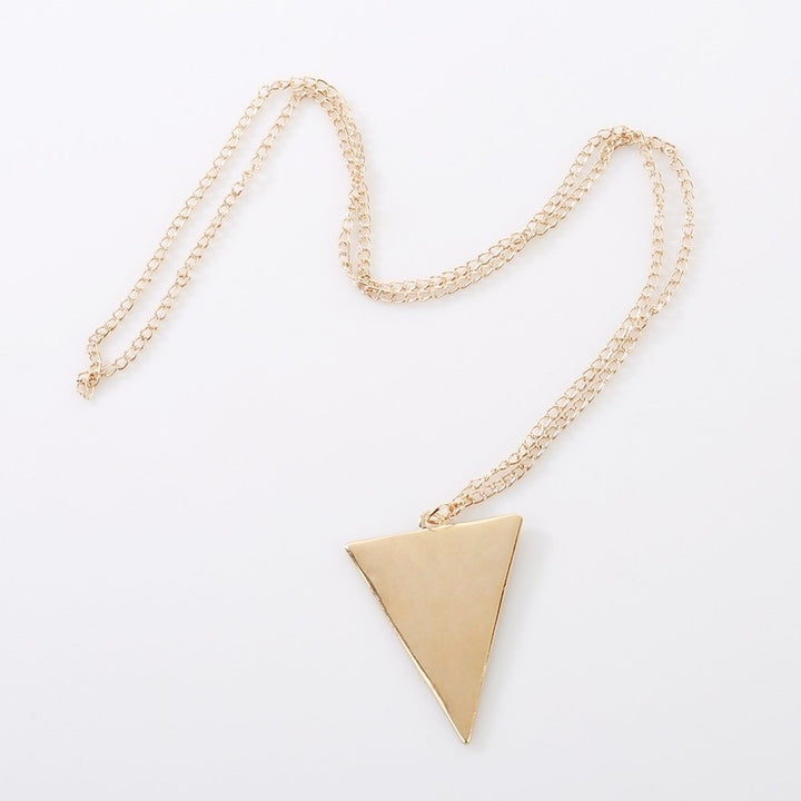 Women Fashion Punk Jewelry Triangle Pendant Long Chain Sweater Necklace Image 11