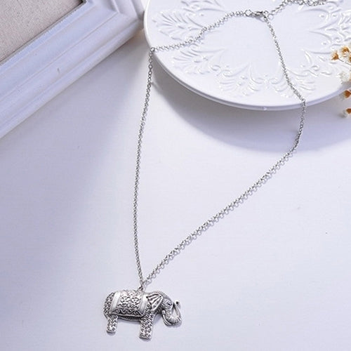 Charm Elegant Fashion Elephant Pendant Sweater Chain Retro Silver Color Necklace Image 3