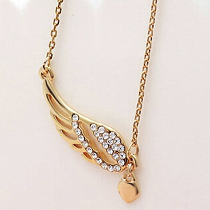 Fashion Womens Charm Jewelry Angel Wings Love Heart Pendant Chain Necklace Image 4