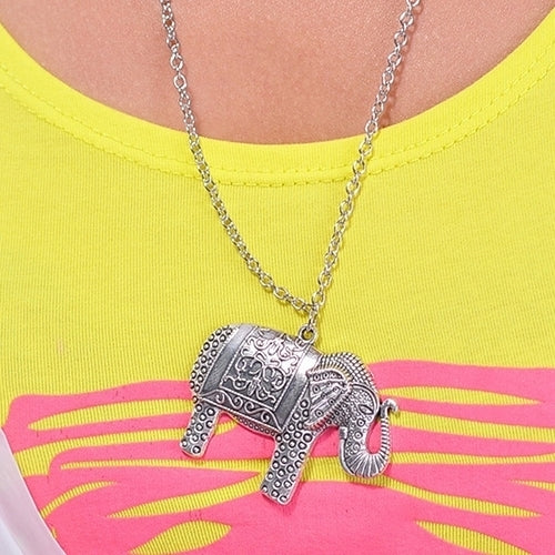 Charm Elegant Fashion Elephant Pendant Sweater Chain Retro Silver Color Necklace Image 4