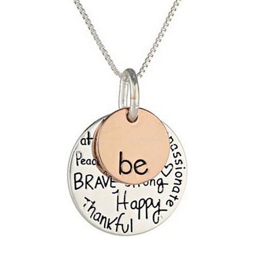 Women Two-Tone Be Graffiti Charm Pendant Necklace Sister Friendship Gift Decor Image 1