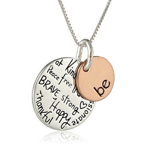 Women Two-Tone Be Graffiti Charm Pendant Necklace Sister Friendship Gift Decor Image 2