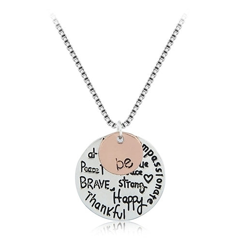 Women Two-Tone Be Graffiti Charm Pendant Necklace Sister Friendship Gift Decor Image 3