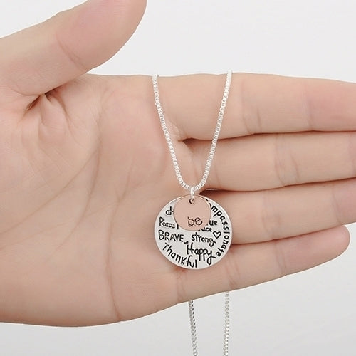 Women Two-Tone Be Graffiti Charm Pendant Necklace Sister Friendship Gift Decor Image 4