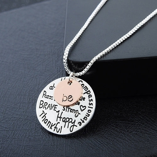 Women Two-Tone Be Graffiti Charm Pendant Necklace Sister Friendship Gift Decor Image 4