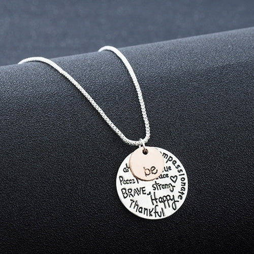 Women Two-Tone Be Graffiti Charm Pendant Necklace Sister Friendship Gift Decor Image 6