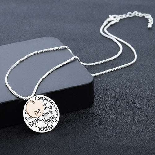 Women Two-Tone Be Graffiti Charm Pendant Necklace Sister Friendship Gift Decor Image 7