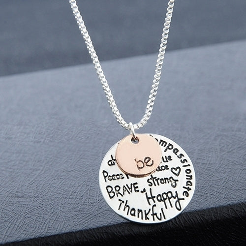 Women Two-Tone Be Graffiti Charm Pendant Necklace Sister Friendship Gift Decor Image 8