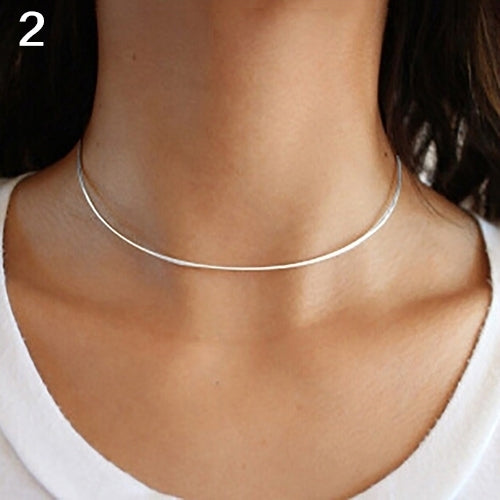 Women Lady Fashion Simple Design All Match Fine Collar Choker Necklace Jewelry Image 4