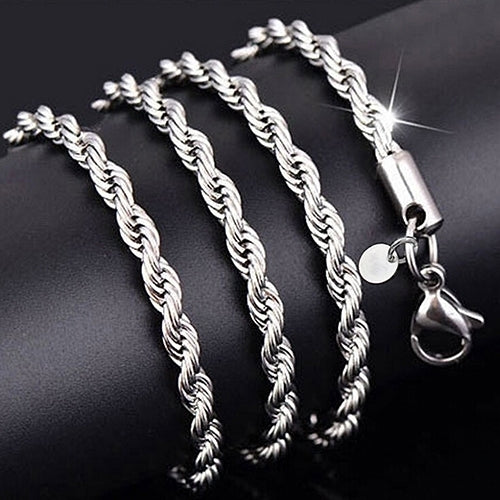 Womens Mens 925 Sterling Silver Twist Chain Necklace Charm Fashion Jewelry Image 1