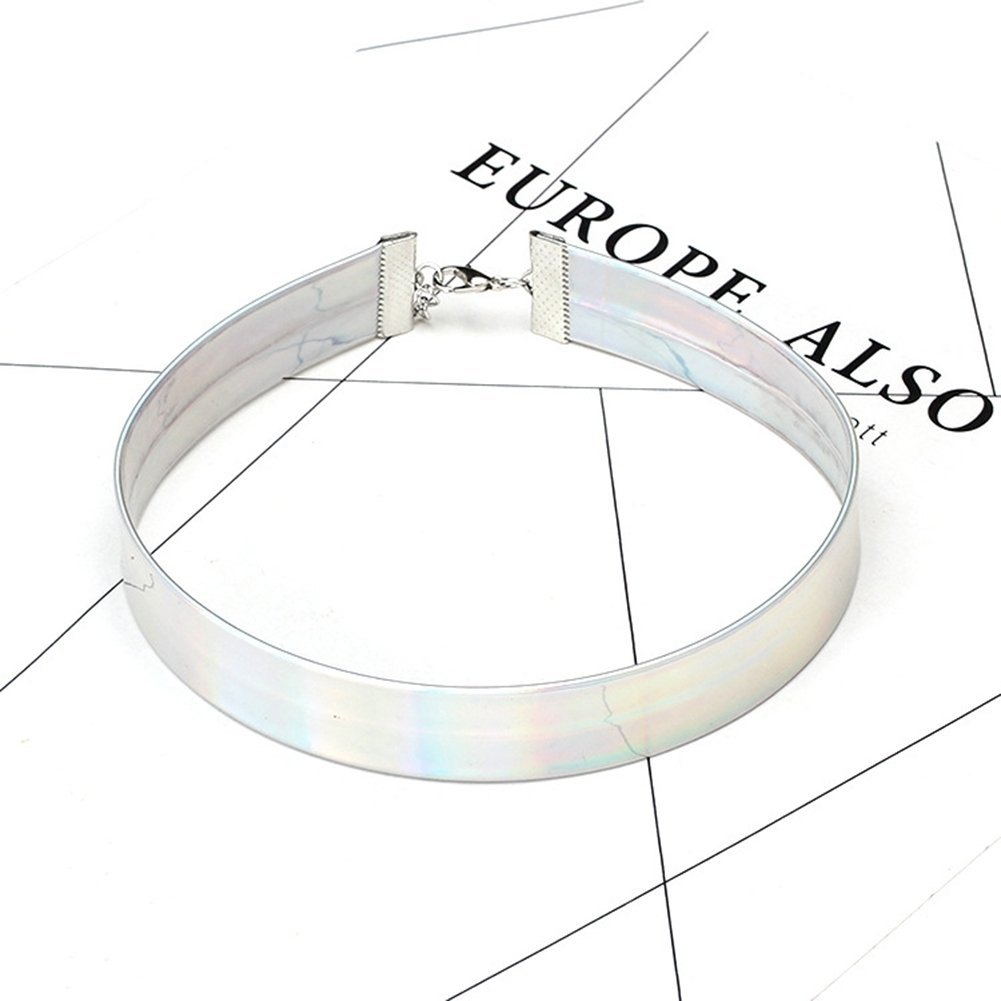 Colorful Holographic Choker Collar Necklace Laser Punk Jewelry Charm Lady Gift Image 7