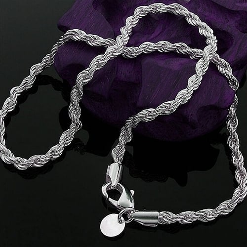 Womens Mens 925 Sterling Silver Twist Chain Necklace Charm Fashion Jewelry Image 2