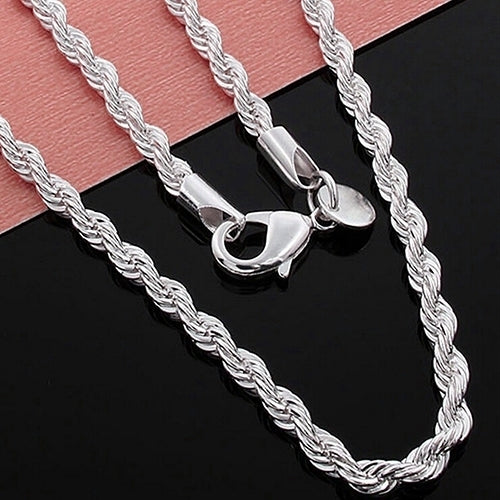 Womens Mens 925 Sterling Silver Twist Chain Necklace Charm Fashion Jewelry Image 3