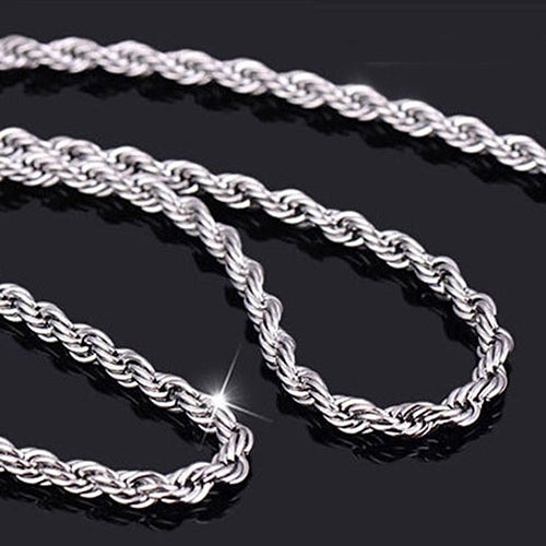 Womens Mens 925 Sterling Silver Twist Chain Necklace Charm Fashion Jewelry Image 7