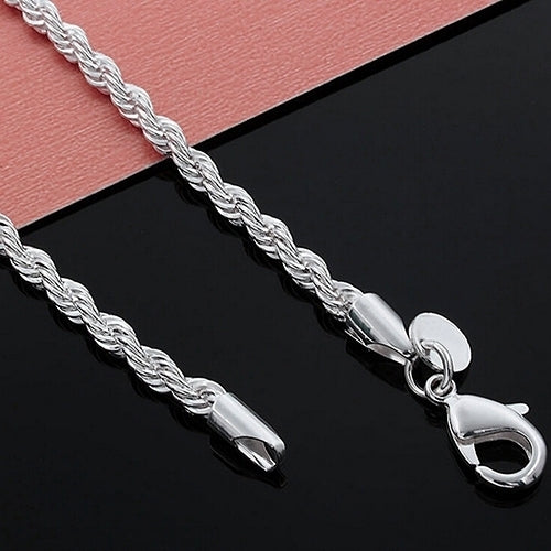 Womens Mens 925 Sterling Silver Twist Chain Necklace Charm Fashion Jewelry Image 8