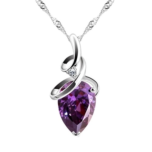 Womens Twist Waterdrop Zircon Pendent Chain Choker Charm Necklace Jewelry Image 6