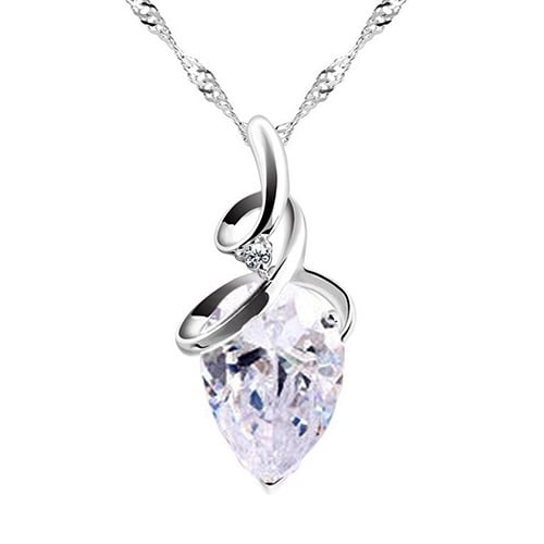 Womens Twist Waterdrop Zircon Pendent Chain Choker Charm Necklace Jewelry Image 8