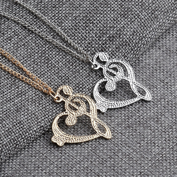 Womens Stylish Simple Hollow Musical Note Heart Pendant Chain Necklace Gift Image 7