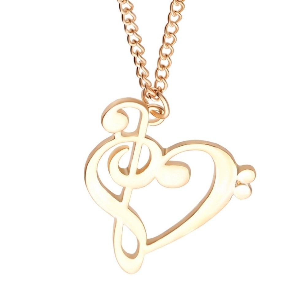 Womens Stylish Simple Hollow Musical Note Heart Pendant Chain Necklace Gift Image 8